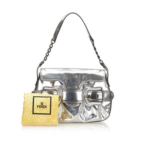 fendi patent leather chain baguette|Fendi baguette silver.